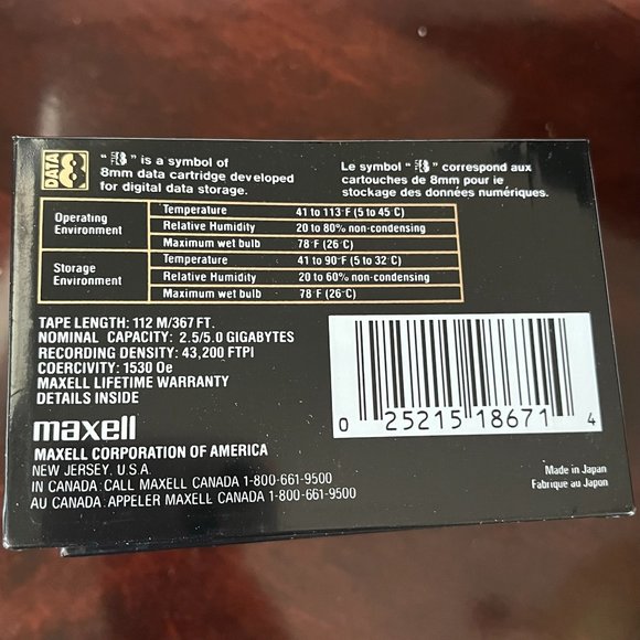 Maxell HS 8/112 Helical Scan 8mm Data Storage Tapes - Picture 5 of 5